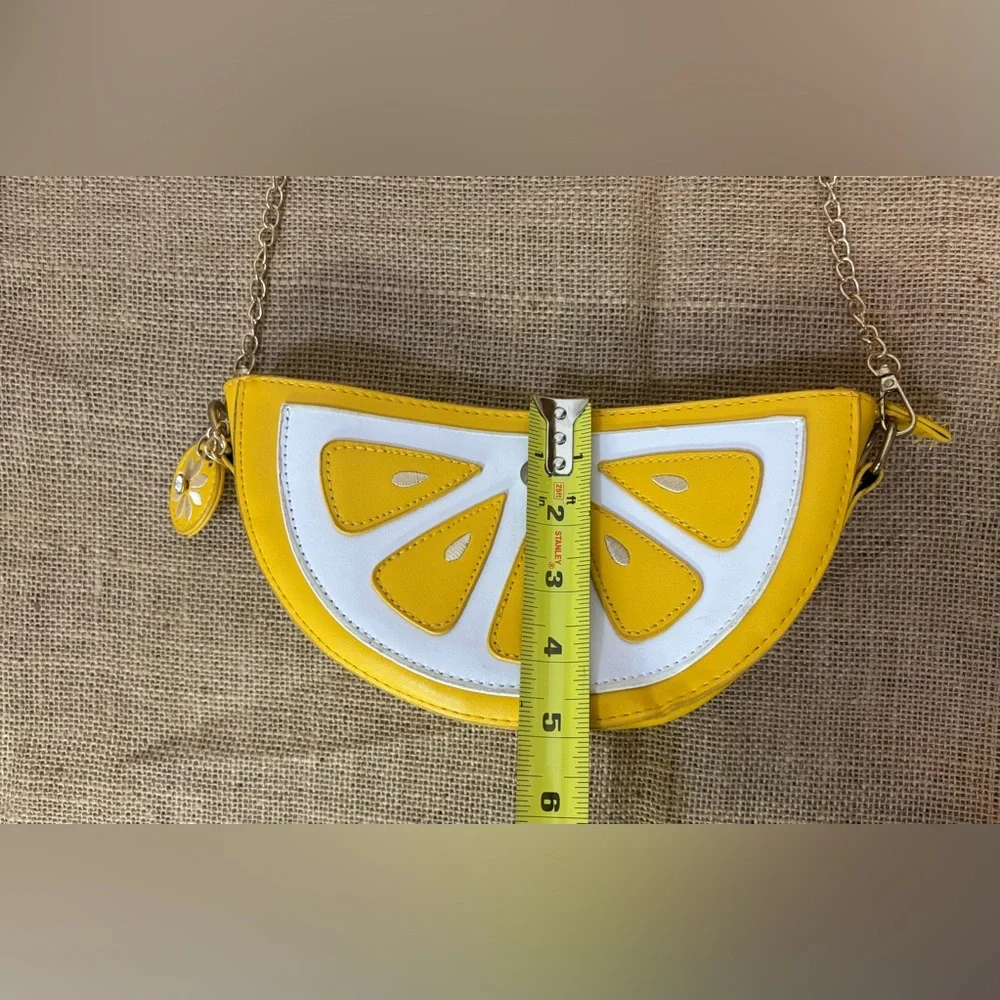 🍋 Women Lemon Slice Shape PU Leather Mini Cross Body Bag Shoulder Chain Bag - Picture 13 of 16
